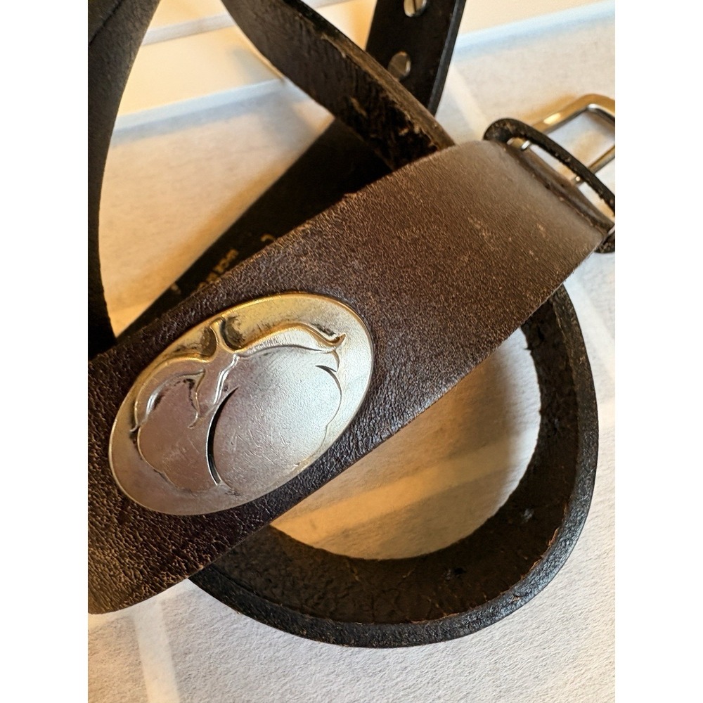 Leather Zep Pro Concho Belt With Cotton Boll Metal Emblems M 27-30" Waist‎